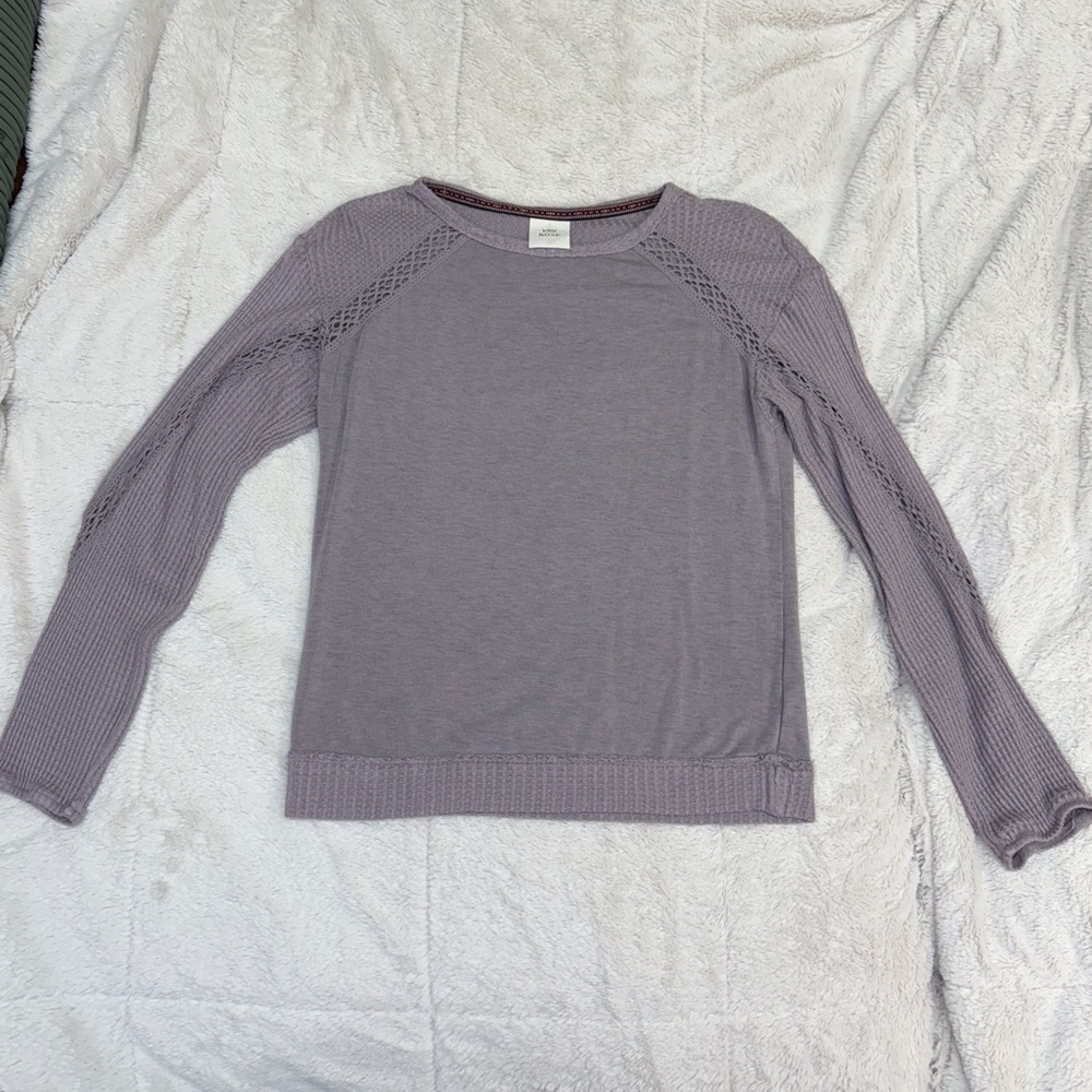 Knox Rose Top Long Sleeve lavendar purple lace waffle size XS